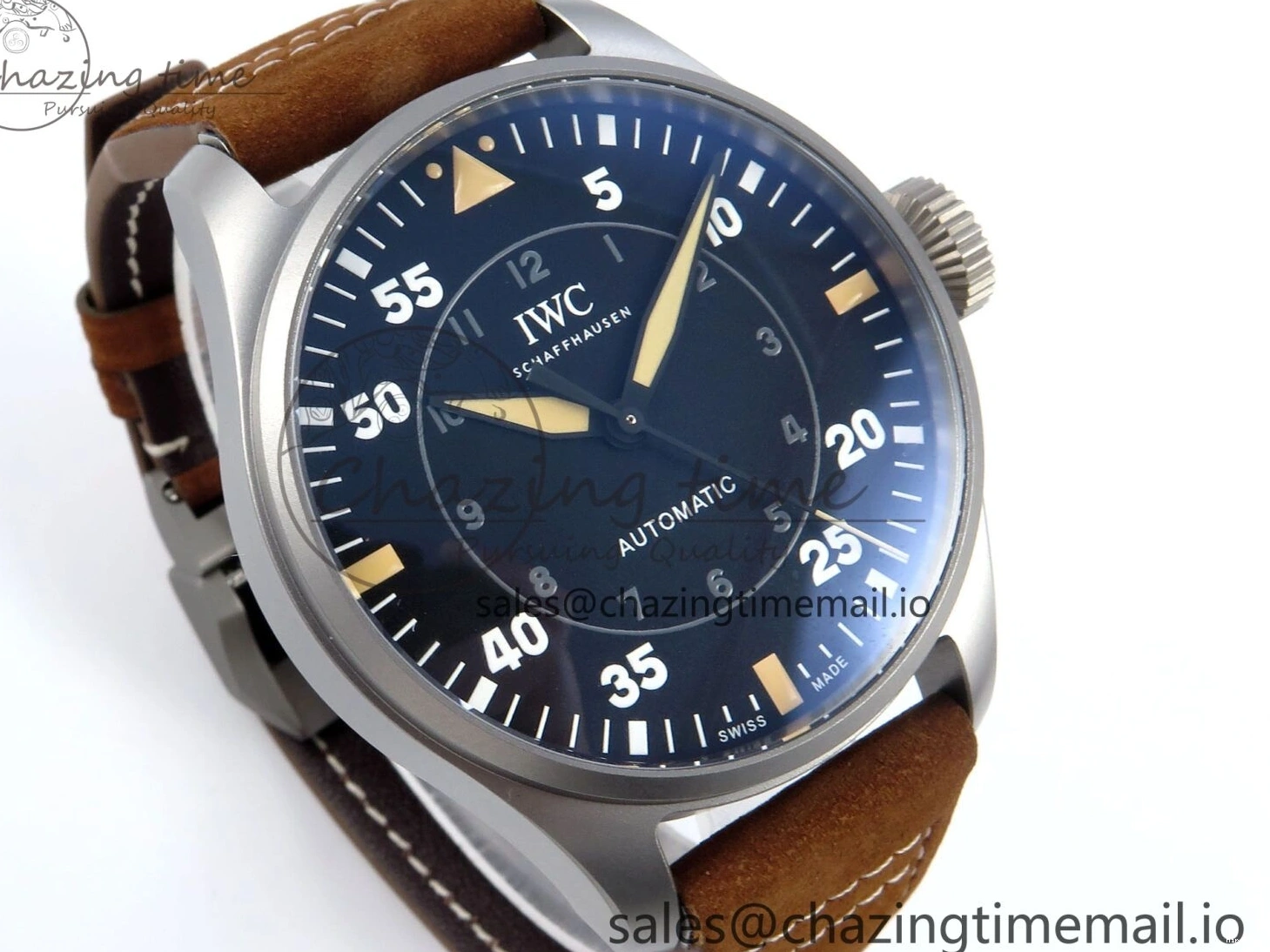 MIROTIME 0417 Big Pilot IW329701 M+F 1:1 Best Edition Black Dial on Brown Leather Strap MY RelaxedFit 7005